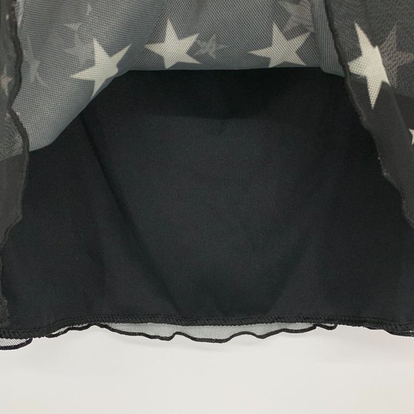 Nasty Gal Skirt Black White Star Print Mesh Mini Pull On NWT - Picture 8 of 15